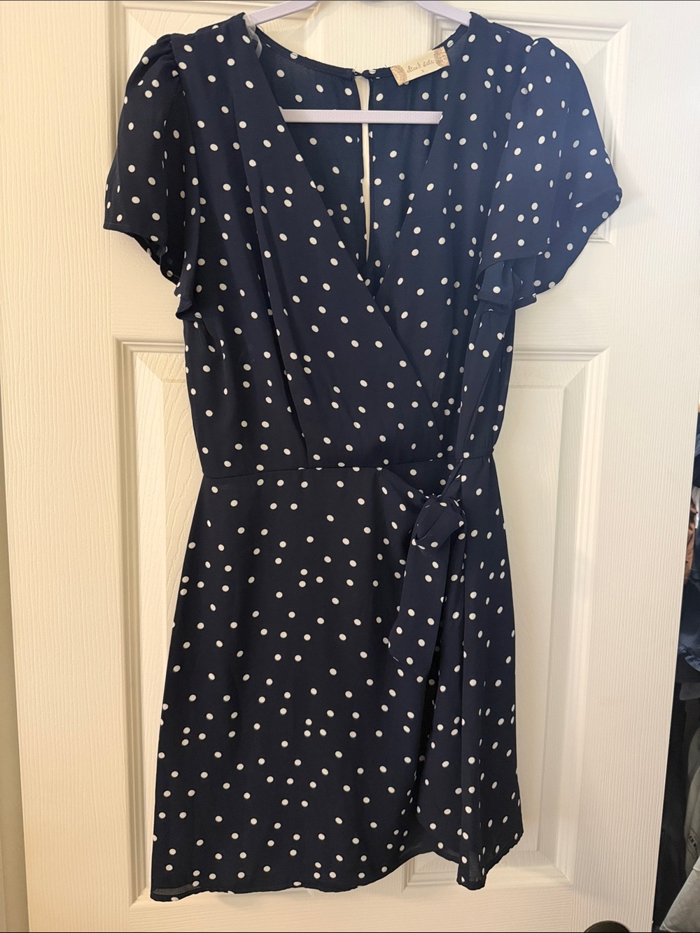 Altar'd State Navy and White Polka Dot Wrap Dress